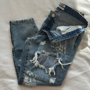 One Teaspoon Blue Distressed Boyfriend Jeans